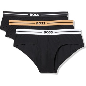 BOSS Men’s 3-pack Bold Logo Solid Briefs(Black Carbon)
