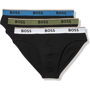 BOSS Men’s 3-pack Bold Logo Solid Briefs(Black Cream)