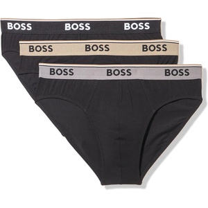 BOSS Men’s 3-pack Bold Logo Solid Briefs(Black Magnolia)