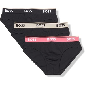 BOSS Mens 3-pack Classic Regular Fit Stretch Briefs(Beige Band/Black Band/Pink Punch Band)