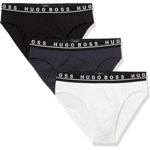 BOSS Mens 3-pack Classic Regular Fit Stretch Briefs(Black Oil/Chalk/Midnight)