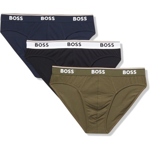 BOSS Mens 3-pack Classic Regular Fit Stretch Briefs(Black Thunder/Olive/Captain Navy)