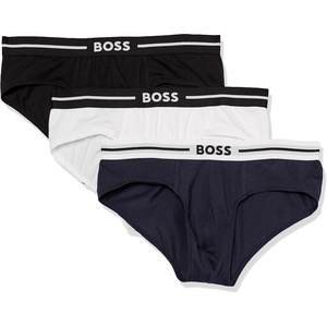 BOSS Mens 3-pack Classic Regular Fit Stretch Briefs(Black/White/Spruce Blue)