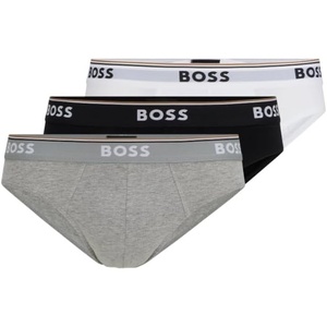 BOSS Mens 3-pack Classic Regular Fit Stretch Briefs(Crisp White  Slate Grey  Dark Black)