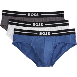 BOSS Mens 3-pack Classic Regular Fit Stretch Briefs(Frost White/Light Nickle Grey/Light Dusty Blue)