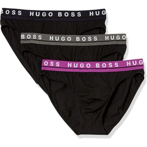 BOSS Mens 3-pack Classic Regular Fit Stretch Briefs(Grease Black/Grease Black/Grease Black)