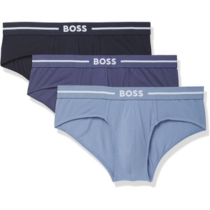 BOSS Mens 3-pack Classic Regular Fit Stretch Briefs(Light Blue Berry  Blue Corn  Dark Black Berry)