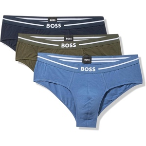 BOSS Mens 3-pack Classic Regular Fit Stretch Briefs(Olive Green/Bijou Blue/Captain Navy)