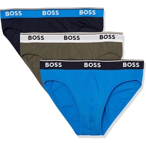 BOSS Mens 3-pack Classic Regular Fit Stretch Briefs(Pitstop Blue/Fern Green/Navy)