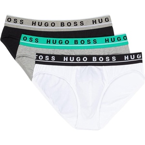 BOSS Mens 3-pack Classic Regular Fit Stretch Briefs(Raven Black/Fog Grey/White)