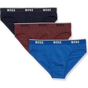 BOSS Mens 3-pack Classic Regular Fit Stretch Briefs(Rich Merlot/True Blue/Navy)
