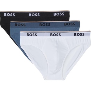 BOSS Mens 3-pack Classic Regular Fit Stretch Briefs(Sea Blue/White/Black)