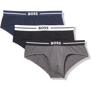 BOSS Mens 3-pack Classic Regular Fit Stretch Briefs(Slate Grey/Black/Captain Navy)