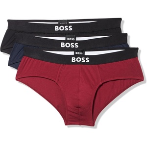 BOSS Men’s 3-pack Logo Icon Hipster Brief(Merry Red/Navy/Black)