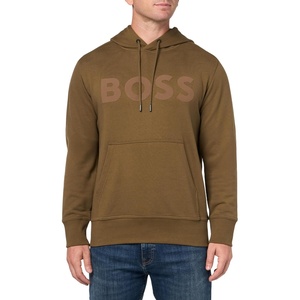 BOSS Men’s Big Logo Cotton Hooded Sweatshirt(Burnt Olive)