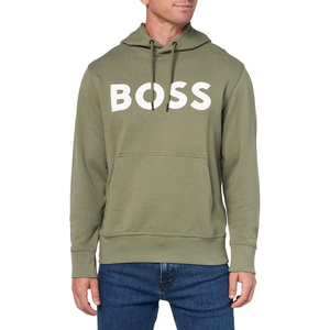 BOSS Men’s Big Logo Cotton Hooded Sweatshirt(Lettuce Green)