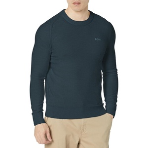 BOSS Men’s Brand Embroidered Wool Blend Sweater in Reverse Knit(Glitch Green)