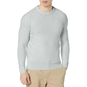 BOSS Men’s Brand Embroidered Wool Blend Sweater in Reverse Knit(Opal Grey Melange)