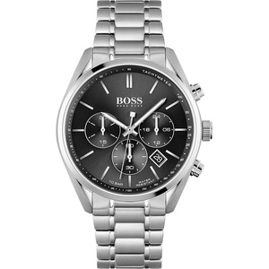BOSS Men’s Chronograph Quartz Watch with 9 O’Clock Sub-Dial(Black Silver)