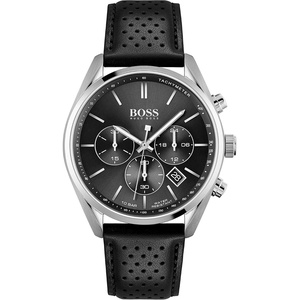 BOSS Men’s Chronograph Quartz Watch with 9 O’Clock Sub-Dial(Black Strap)
