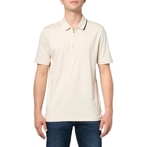 BOSS Men’s Color Tipping Zipper Polo Shirt(Natural)