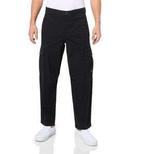 BOSS Men’s Cotton Stretch Cargo Pants(Black Cloud)
