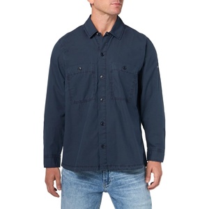 BOSS Men’s Garment Dyed Twill Overshirt(Midnight Navy)