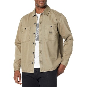 BOSS Men’s Garment Dyed Twill Overshirt(Trout Green)