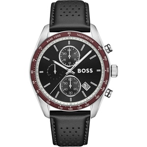BOSS Men’s Grand Prix Watch, Chronograph Movement, Stainless Steel Case, Bracelet or Strap, Gift for Him(Black)