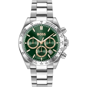 BOSS Men’s Hero 2.0 Watch, Stainless Steel Bracelet 5B Modern, Stylish Timepiece – Gift for Him 44mm(Silver-Green)