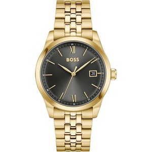 BOSS Men’s Langford Leather or Link Bracelet Dress Watch, 39mm(Gold Plated)