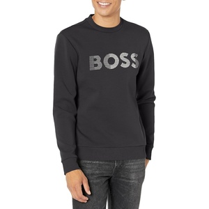 BOSS Men’s Line Logo Jersey Crewneck Sweatshirt(Deep Navy Blue)