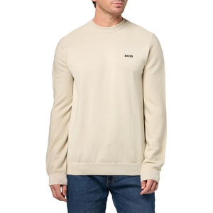 BOSS Men’s Momentum Pullover Crewneck Sweater(Pelican Beige)