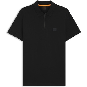 BOSS Men’s Passer Zip Polo Shirt, Black(Black)