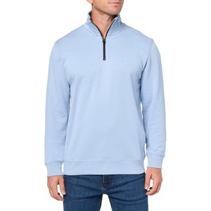 BOSS Men’s Patch Logo French Terry Quarter Zip Up Sweatshirt(Explorer Blue)