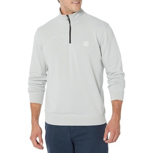 BOSS Men’s Patch Logo French Terry Quarter Zip Up Sweatshirt(High Rise Grey)