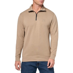 BOSS Men’s Patch Logo French Terry Quarter Zip Up Sweatshirt(Sandy Dunes)