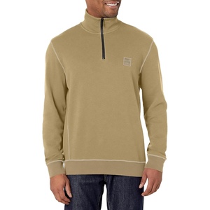 BOSS Men’s Patch Logo French Terry Quarter Zip Up Sweatshirt(Trout Green)