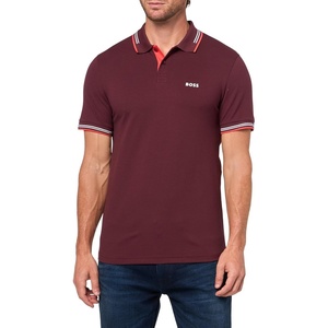 BOSS Men’s Paul Modern Essential Polo(Black Cherry)