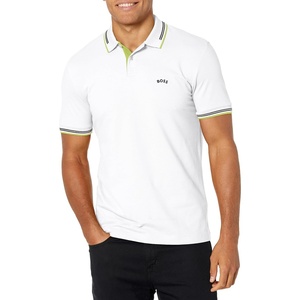 BOSS Men’s Paul Modern Essential Polo(Blank White / Electric Lime)