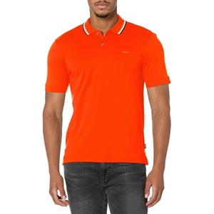 BOSS Men’s Penrose Stripe Collar Polo Shirt(Orange.com)
