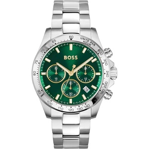 BOSS Men’s Premium Fashion Quartz Chronograph Watch | Water Resistance up to 50m (Model 1513755)(Silver – Green)
