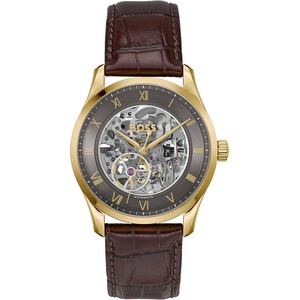 BOSS Men’s Principle Automatic Watch – Stainless Steel Case, Japanese Movement, 42 Hour Power Reserve, Skeleton Dial, Exhibition Case Back – Luxury Timepiece, Gift for Him