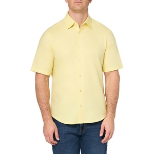 BOSS Men’s Regular Fit Cotton Oxford Short-Sleeve Shirt(Goldfinch Yellow)
