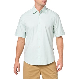 BOSS Men’s Regular Fit Cotton Oxford Short-Sleeve Shirt(Harbour Blue)