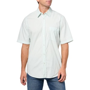 BOSS Men’s Relegant Cotton Button Down Short Sleeve Shirt(Open Air Blue)