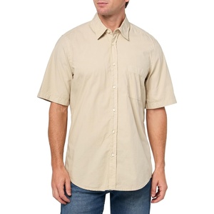 BOSS Men’s Relegant Cotton Button Down Short Sleeve Shirt(Peyote Beige)