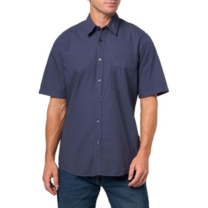 BOSS Men’s Relegant Cotton Button Down Short Sleeve Shirt(Premium Navy)