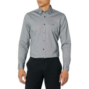 BOSS Men’s Rickert Long Sleeve Oxford Shirt(Stormy Black)