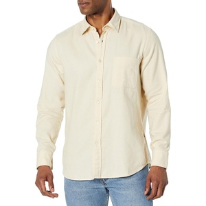 BOSS Men’s Soft Flannel Button Down Shirt(Almond Beige)
